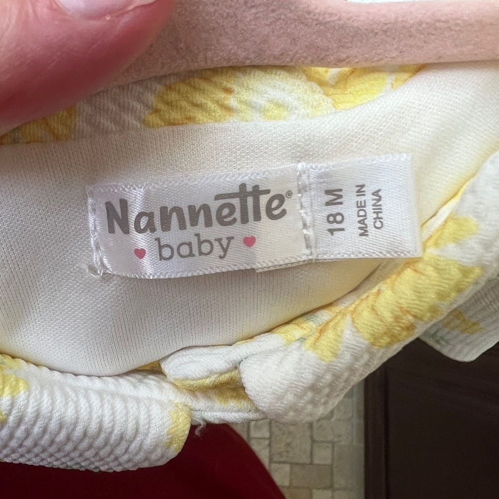 NWOT Nanette Baby 18M White and Yellow Floral Long Button Down Coat - Picture 3 of 4